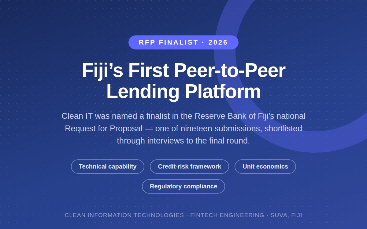 Screenshot of Reserve Bank of Fiji — P2P Lending Platform RFP